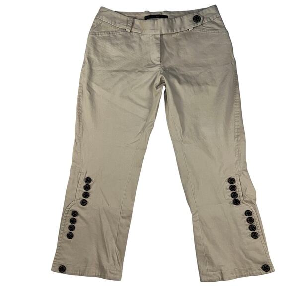 Robert Rodriguez Wide Leg Multi Button Detail Cropped Trouser Pants Khaki Size 6 - Picture 1 of 9